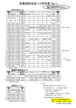 東葛病院送迎バス時刻表（No.1)