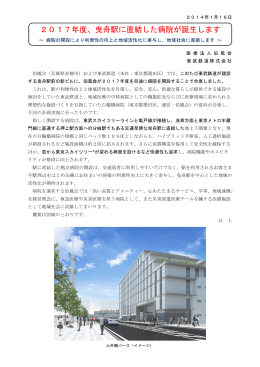 2017年度、曳舟駅に直結した病院が誕生します