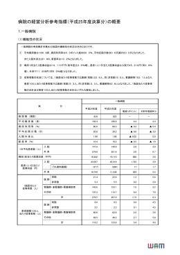 病院の経営分析参考指標（平成25年度決算分）の概要