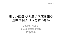 新しい価値・より良い未来を創る 企業や個人は何をすべきか