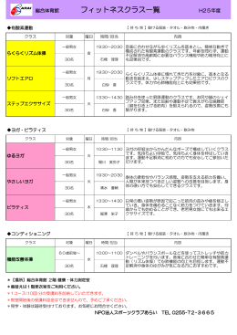フィットネスクラス一覧 H25年度