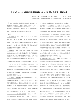 メンタルヘルス職場復帰困難事例への対応に関する研究