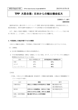 TPP 大筋合意: 日本からの輸出機会拡大