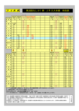 第20回なしか！祭 JR久大本線 時刻表