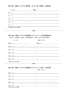 第33回 浦安テニスクラブ団体戦 オーダー表（対戦チーム提出用） 第33