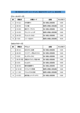 【ファーストステージ】 節 開催日 対戦カード 会場 キックオフ