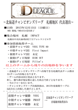 2015年度D-LEAGUE札幌地区チャンピオンズリーグ代表選出