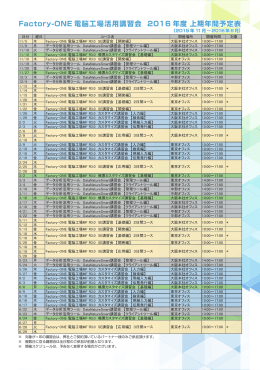 Factory-ONE 電脳工場活用講習会 2015年度 年間予定表