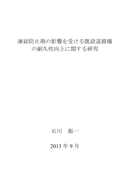 凍結防止剤の影響を受ける既設道路橋 の耐久性