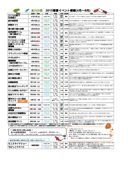 金川の森 2015春夏イベント情報(4月～8月)