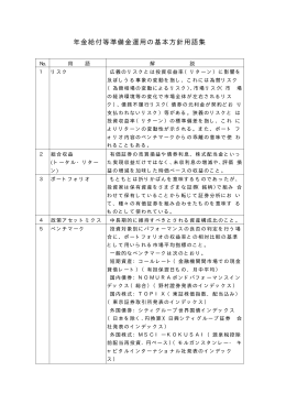 年金給付等準備金運用の基本方針用語集