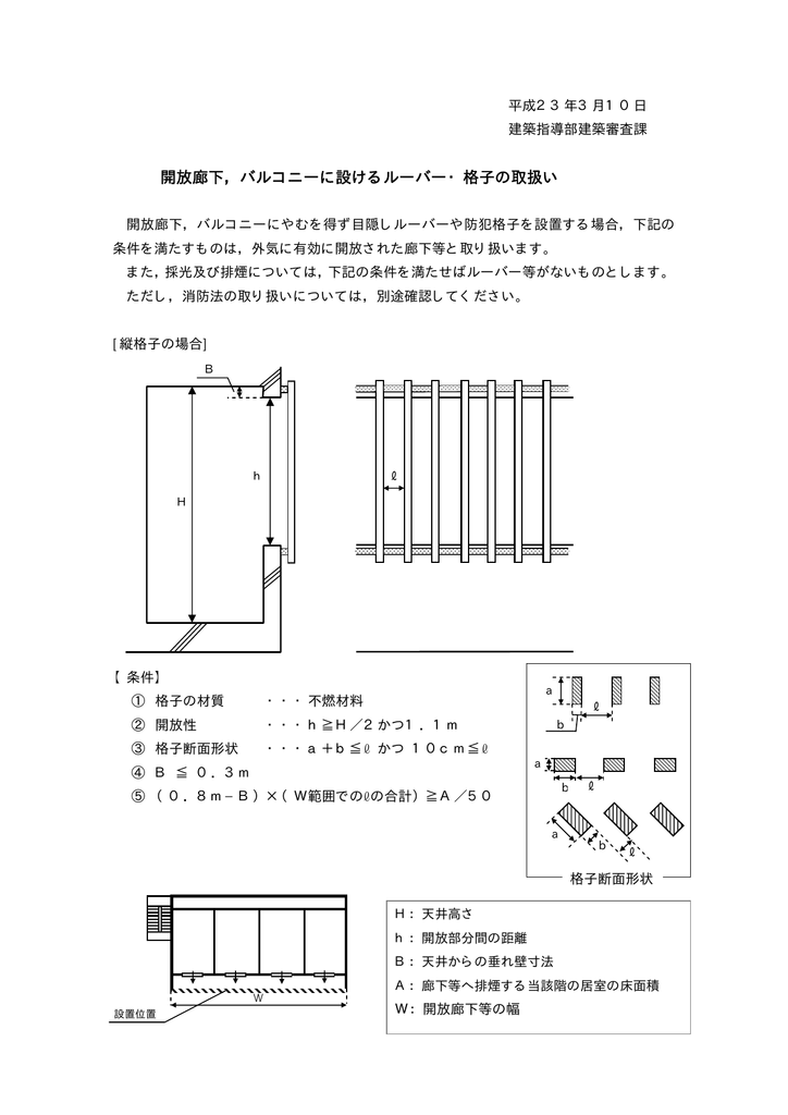 開放廊下 バルコニーに設けるルーバー 格子の取扱い ファイル名