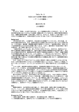 Table No.2 社会における芸術の価値とは何か ―アートの可能性― 東京