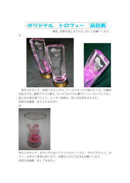 オリジナル トロフィー 品目表