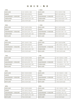 抽 選 日 程 一 覧 表