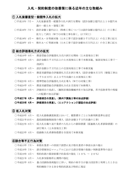 入札・契約制度の改善策に係る近年の主な取組み