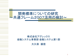 開発標準についての研究 ～共通フレーム2007活用の検討～