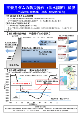 宇奈月ダムの防災操作 (洪水調節) 状況