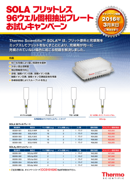 SOLA フリットレス 96ウェル固相抽出プレート お試しキャンペーン