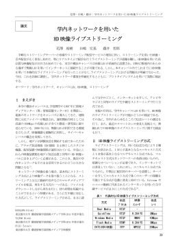 学内ネットワークを用いた HD 映像ライブストリーミング