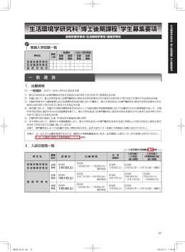 生活環境学研究科 博士後期課程 学生募集要項