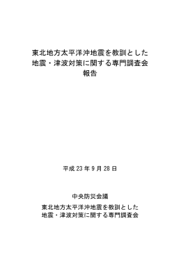 東北地方太平洋沖地震を教訓とした 地震・津波対策に関する