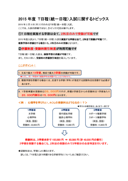 2015 年度 T日程（統一日程） T日程（統一日程）入試に関するトピックス