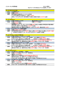 インターネット利用料金 2014.10現在 *各プロバイダの有名なプランを