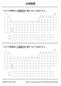 白周期表 ( はくしゅうきひょう ) (Blank Periodic Table)