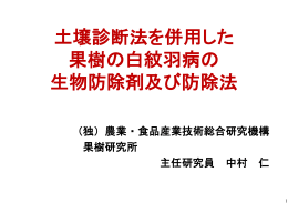 土壌診断法を併用した 果樹の白紋羽病の 生物防除剤及び防除法