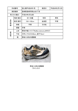 不明 靴 下衣 頭髪 不明 発見日 体格 発見場所 男性 身 体