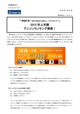 2015 年上半期 アニソンランキング発表！