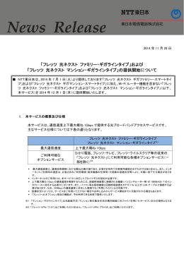 「フレッツ 光ネクスト ファミリー・ギガラインタイプ」および