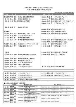 平成24年度全国本部役員名簿 - 一般社団法人日本イベントプロデュース