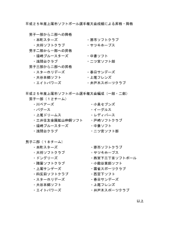 平成25年度上尾市ソフトボール選手権大会成績による昇格・降格 男子一