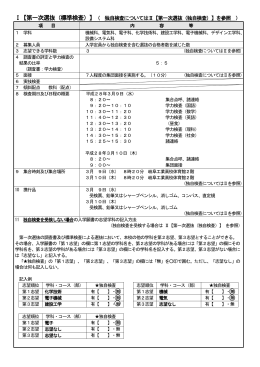 Ⅰ【第一次選抜（標準検査）】（ 独自検査についてはⅡ【第一次選抜（独自