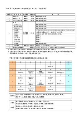 平成27年度以降ごみの分け方・出し方（三雲管内）