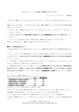 サプリメントへの投資で健康は手に入る？