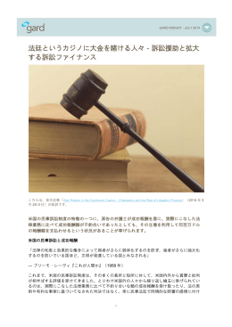 法廷というカジノに大金を賭ける人々‐訴訟援助と拡大 する訴訟