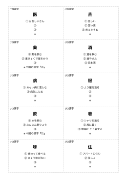 医 苦 薬 酒 病 服 飲 着 味 住