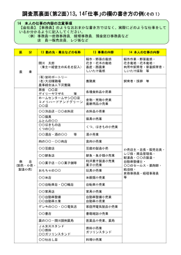 調査票裏面（第2面）13，14「仕事」の欄の書き方の例（その 1）
