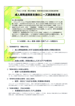 成人期発達障害支援のニーズ調査報告書