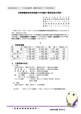 京都舞鶴港取扱貨物量が3年連続で最高記録を更新！（PDF