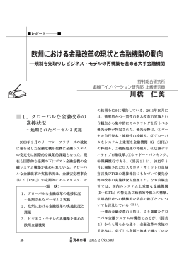 欧州における金融改革の現状と金融機関の動向 - NRI Financial Solutions