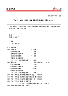 平成27年度「劇場・音楽堂等活性化事業」採択について