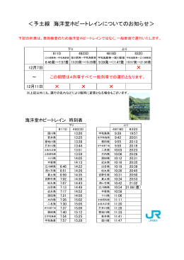 予土線 海洋堂ホビートレインについてのお知らせ