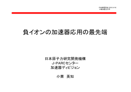 負イオンの加速器応用の最先端 - 領域 2