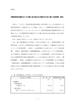 消費税等相当額並びにその額に係る表示及び請求の方法に関する説明書