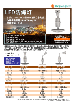 水銀灯400W/250W相当の明るさを実現 防爆構造記号 : ExdⅡB+H