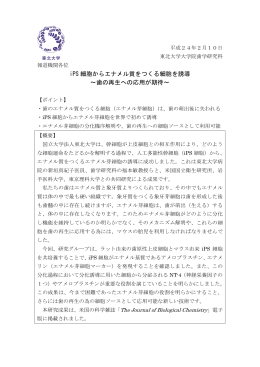 iPS 細胞からエナメル質をつくる細胞を誘導 〜歯の再生への応用が期待〜